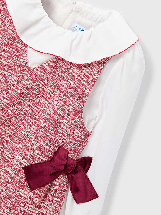 Mayoral Junior Girl Red Tweed Pinafore Dress (3Y-8Y)