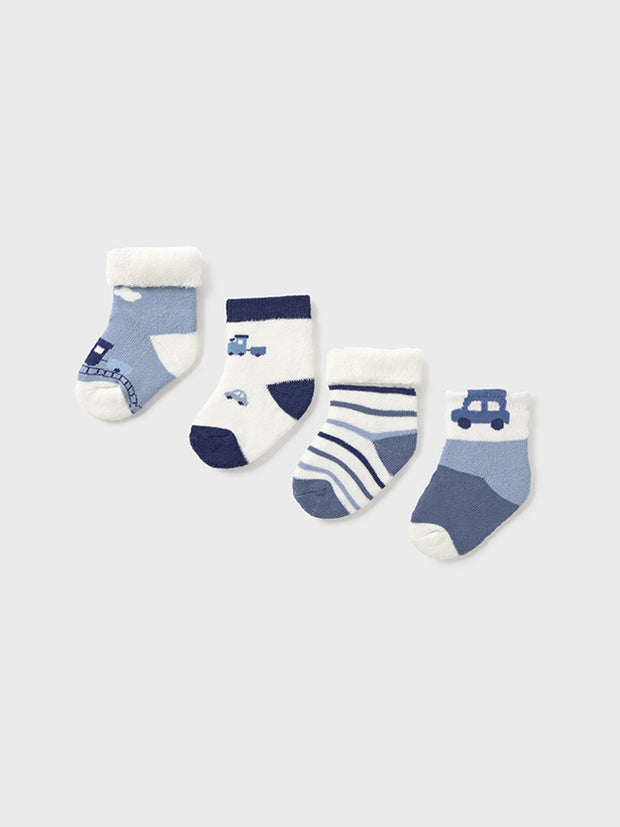 Mayoral Baby Boy Blue Car Socks - 4 Pack (3M-12M)
