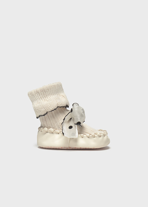Mayoral Baby Girl Bow Booties - Cream