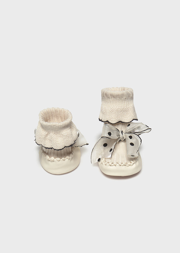 Mayoral Baby Girl Bow Booties - Cream