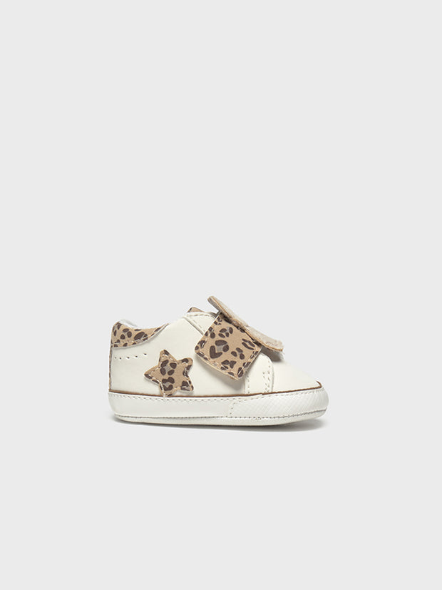 Mayoral Baby Animal Print Bear Shoes - Cream