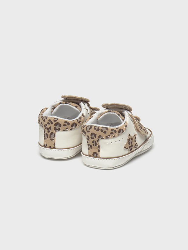 Mayoral Baby Animal Print Bear Shoes - Cream