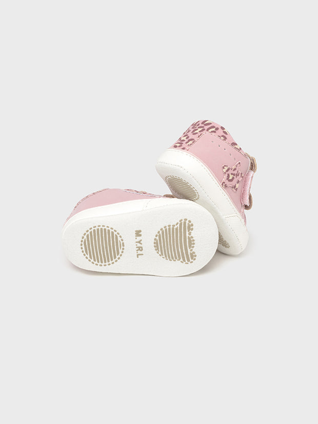 Mayoral Baby Pink Animal Print Bear Shoes - Pink