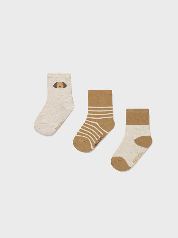 Mayoral Toddler Boy Beige Doggy Socks - 3 Pack (12M-4Y)
