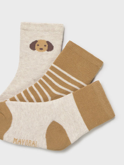 Mayoral Toddler Boy Beige Doggy Socks - 3 Pack (12M-4Y)
