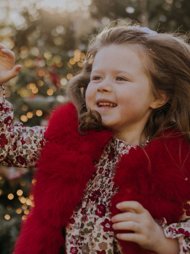 Girls 'Alora' Faux Fur Gilet (12M - 8Y) - Red