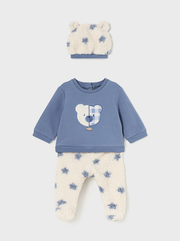 Mayoral Baby Boy Navy & Cream Outfit Set With Hat