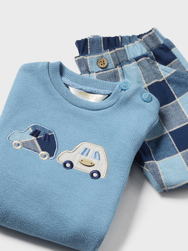 Mayoral Baby Boy Blues & Navy Car Outfit Set