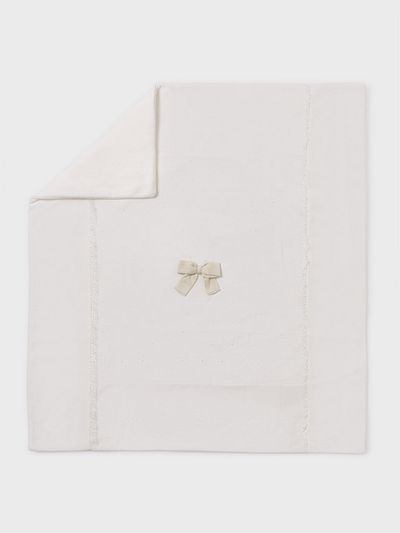 Mayoral Cream Blanket With Gold Bow