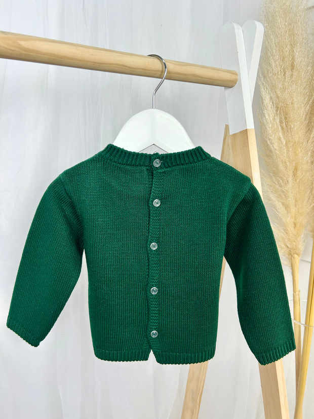 Green Knitted Santa Teddy Jumper