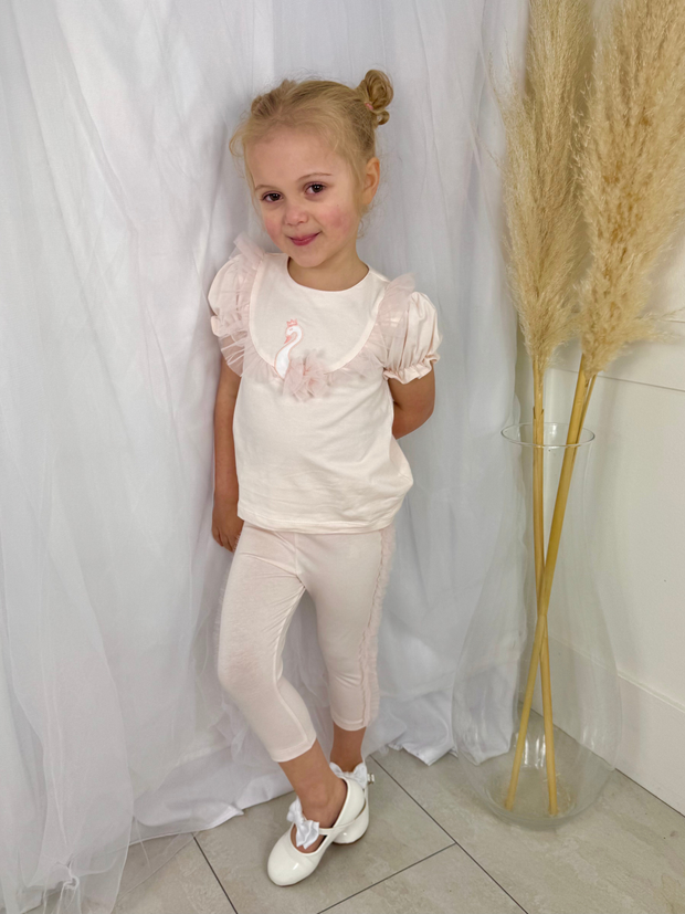 Deolinda Toddler Girl 'Opera' Swan Tulle Legging Set