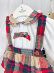 Deolinda Girls Checked Dungaree Romper (3M-24M)