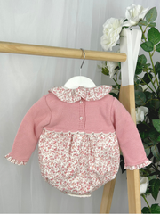 Baby Girls Pink Knitted Floral Romper (1M - 18M)