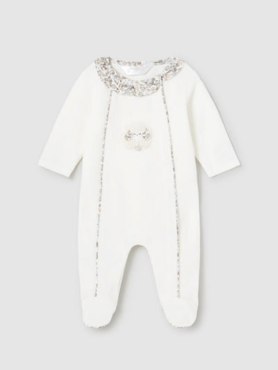 Mayoral Baby Girl Velour Cream Sheep Babygrow