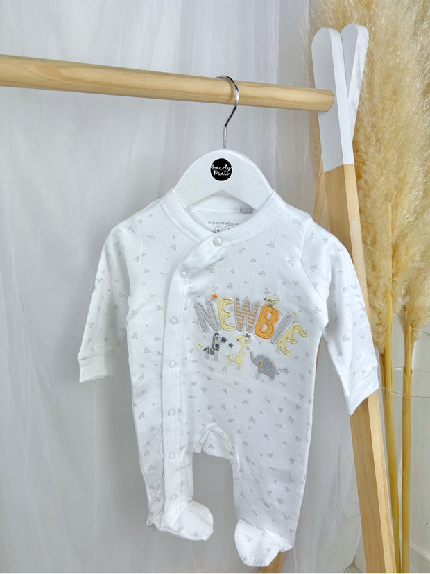 Unisex 'NEWBIE' Animal Babygrow