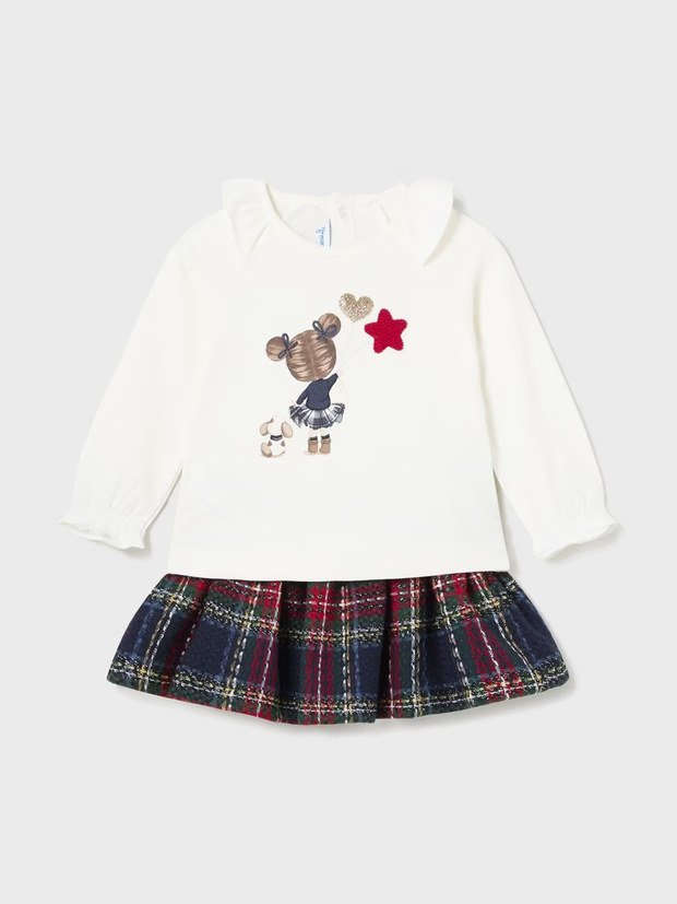 Mayoral Toddler Girl Tartan Skirt & Top Set