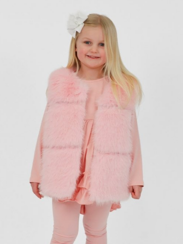 Girls 'Alora' Faux Fur Gilet (12M - 8Y) - Pink