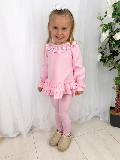 Girls 'Leah' Frilly Legging Set (12M - 8Y) - Pink