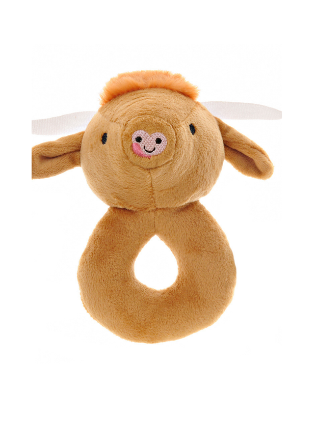 Ziggle Highland Cow Plush Baby Rattle