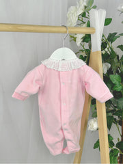 Pex Baby Girls Pink Smocked Bow Sleepsuit (NB-9M)