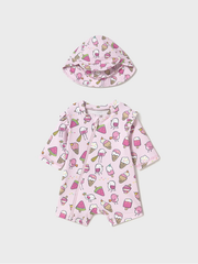 Mayoral Baby Girl Pink Bathing Bodysuit & Sun Hat