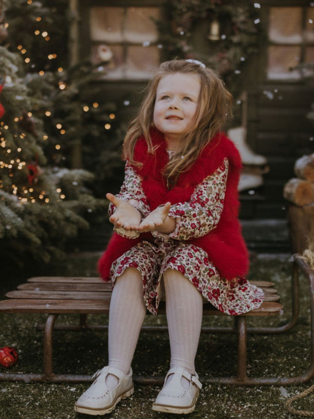 Girls 'Alora' Faux Fur Gilet (12M - 8Y) - Red