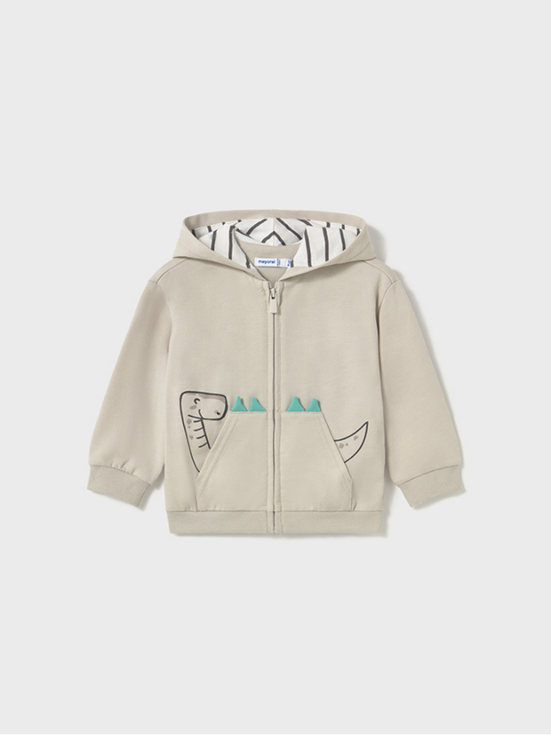 Mayoral Toddler Boy Grey Dinosaur Zip Up Hoodie