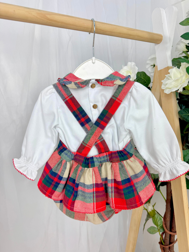 Deolinda Girls Checked Dungaree Romper (3M-24M)