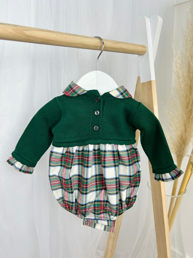 Baby Girl Green Tartan Romper