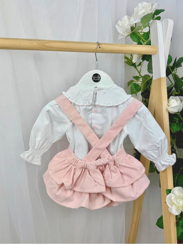 Deolinda Girl 'Joan' Pink Ribbed Romper & Shirt (3M-3Y)