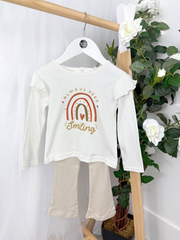 Girls 'Always Smiling' Beige 3 Piece Gilet Outfit Set (12M-5Y)