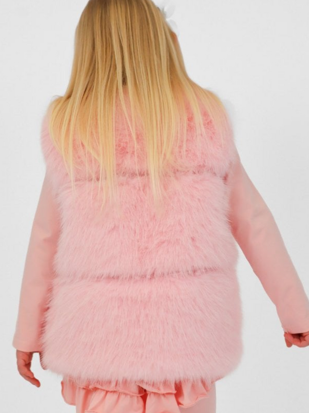 Girls 'Alora' Faux Fur Gilet (12M - 8Y) - Pink
