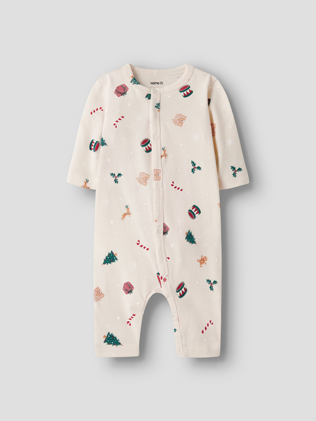 Name It Baby Beige Christmas Babygrow (1M-9M)
