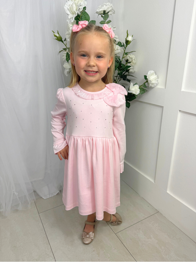 Mintini Girls Pink Diamante Bow Dress (12M - 5Y)