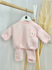 Baby Girl Quilted Bunny 2 Piece Outfit Set