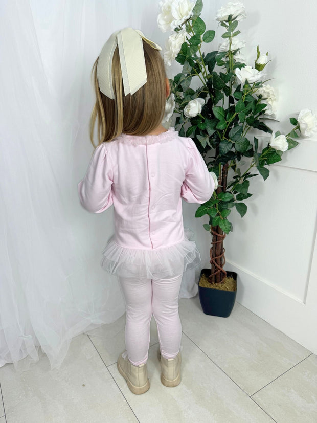 Deolinda Girls Pink Bear Tulle Legging Set (12M-3Y)