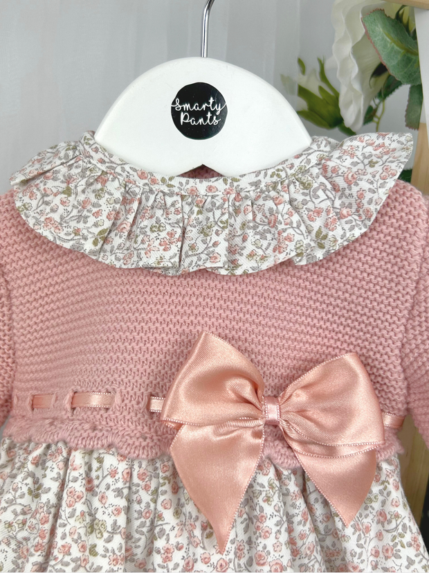 Baby Girls Pink Knitted Bow Dress (3M - 3Y)