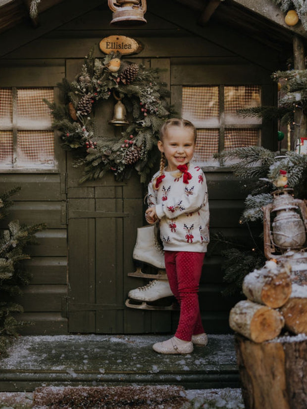 Name It Girls Cream Reindeer Christmas Sweatshirt (9M- 5Y)