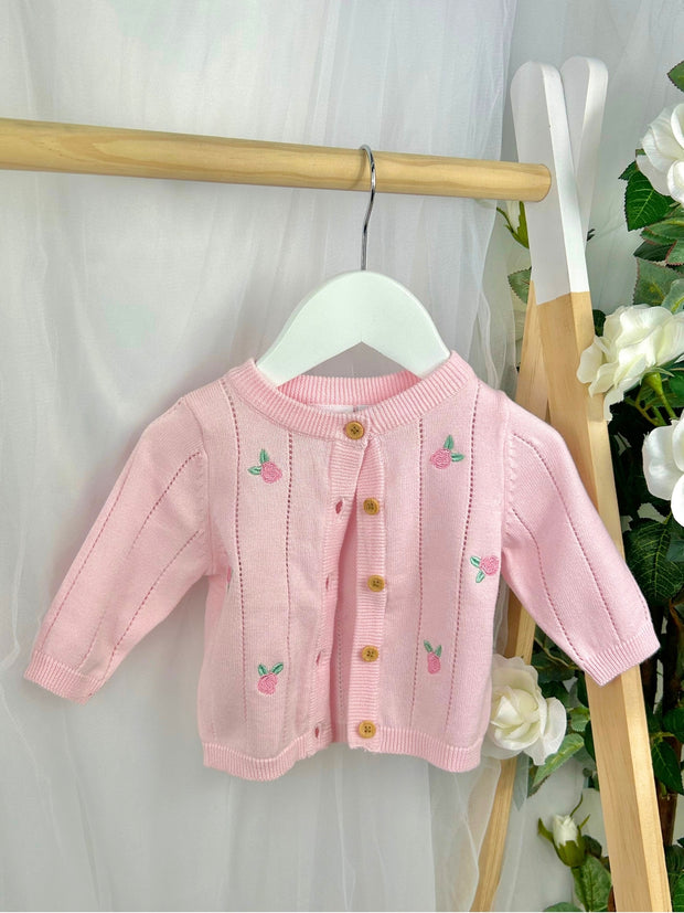 Name It Baby Girl Organic Cotton Rosebud Cardigan - 2 Colours
