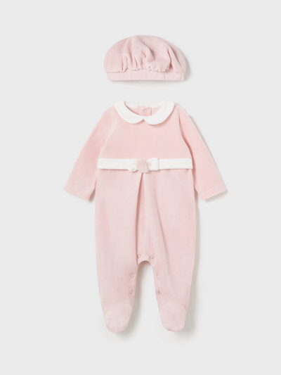 Mayoral Baby Girl Cream Babygrow With Beret - 2 Colours