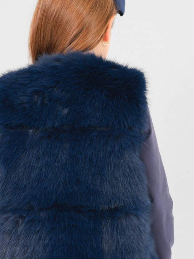 Girls 'Alora' Faux Fur Gilet (12M - 8Y) - Navy