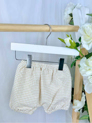 Baby Boys 'Hop' Beige Gingham Shorts Set