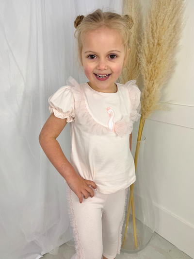 Deolinda Toddler Girl 'Opera' Swan Tulle Legging Set