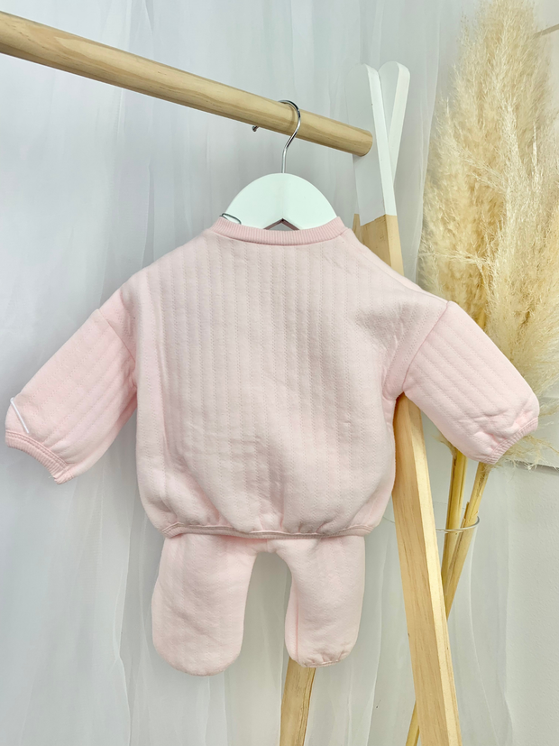 Baby Girl Quilted Bunny 2 Piece Outfit Set