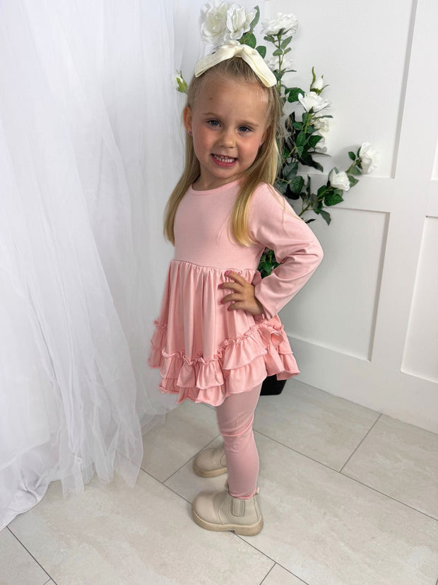 Girls 'Mae' Frilly Legging Set (18M - 8Y) - Pink