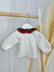 Calamaro Festive White Top & Tartan Bloomers