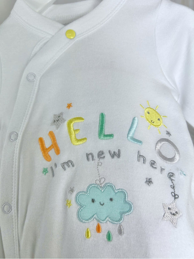 Unisex 'I'm New Here' Babygrow