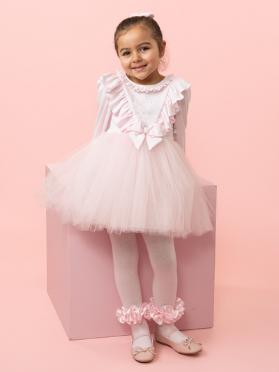 Toddler Girl Tulle Long Sleeve Dress with Hairband