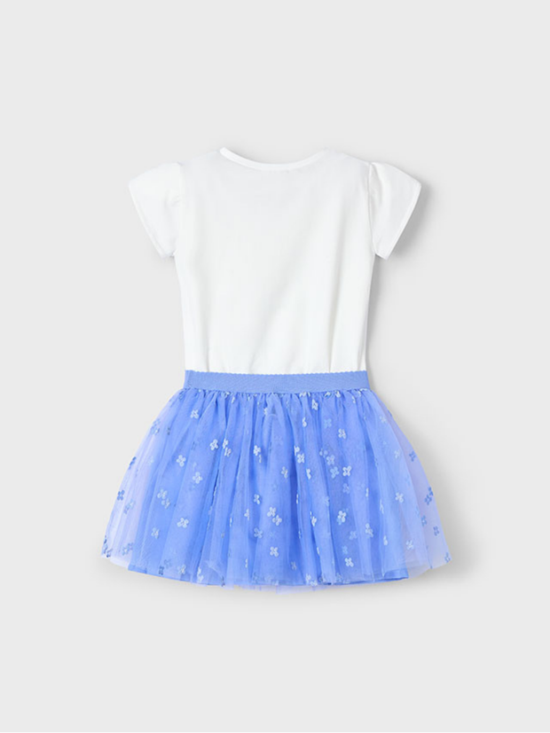 Mayoral Junior Girl Blue Floral Tulle Skirt Set