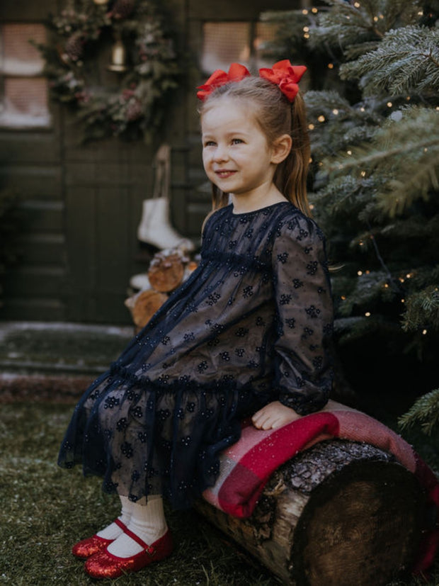 Mayoral Junior Girl Navy Tulle Floral Dress (3Y-8Y)